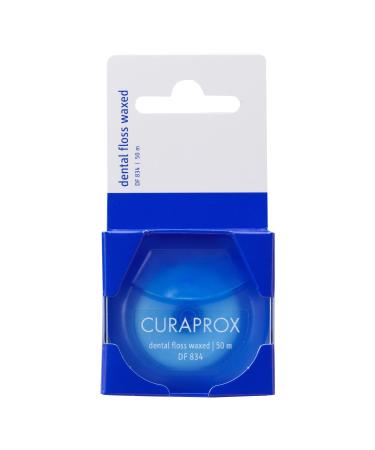 Curaprox tooth flap DF 834 Dental flowed waxed cure microfiber waxed with mint snack for tight gaps white 50 m 50.00 m (1 Pack)