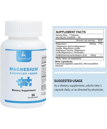 JulyDeer Sixfold Magnesium Complex | 350mg of Magnesium Glycinate Malate Citrate Taurine Oxide Mg+ for Muscles Nerves & Energy GABA Sleep Support | High Absorption | Vegan | 90 Capsules 1 Bottle - Buy Online on GoSupps.com