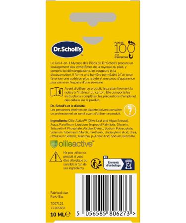 Dr. Scholl's Gel 4-en-1 Traitement Mycose des Pieds Soulage imm diatement les d mangeaisons et br lures d truit les champignons responsables de la mycose des pieds 10 ml - Buy Online on GoSupps.com