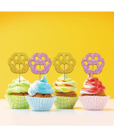 Set of 24 Paw Cupcake Toppers for Pet Theme Birthday Pink & Gold Glitter Puppy Kitten Paw Sign Cupcake Toppers Cake Decorations for Baby Shower/Dog Cat Birthday Party Supplies gold&pink - Buy Online on GoSupps.com