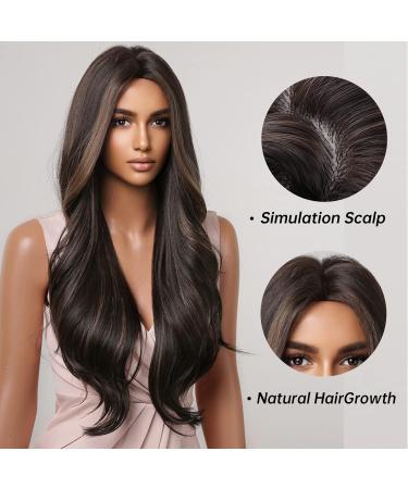 Shop Natural Wavy Brown Wigs for Black Women | Long Curly Heat-Resistant Synthetic Wigs with Highlights - Buy Online on GoSupps.com