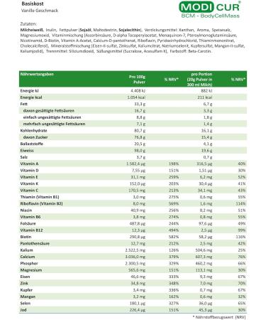 BCM Modicur Basis Vanilla - 480g Protein Shake (24 Portions) | BCM Diet & BodyCellMass - International Shipping Available - Buy Online on GoSupps.com