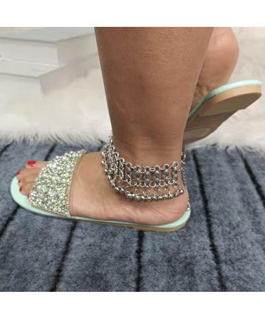 HSYHKDSY Women's Glitter Flat Sandals - Comfortable Summer Shoes for Holiday Style in Green Size 5.5 UK - Buy Online on GoSupps.com