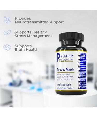 Premier Research Labs Tyrosine Matrix - L Tyrosine Supplement L-tyrosine 944mg Capsules for Adults Amino Acid Pills with Red Algae & Rhodiola Rosea - 90 Vegetarian Capsules - Buy Online on GoSupps.com