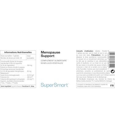 Menopause Support - Relieves Hot Flashes - Hormone Balance - Actaea Racemosa Fenugreek and Vitamins B6 and D3 - 60 Vegetarian Capsules - Vegetarian - SuperSmart - Buy Online on GoSupps.com