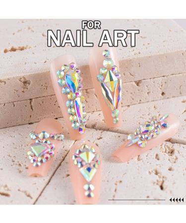 3D Glass AB Crystal Nail Art Rhinestones Kit with Pickup Pen and Tweezer - Manicure DIY Craft Decoration - Buy Online on GoSupps.com