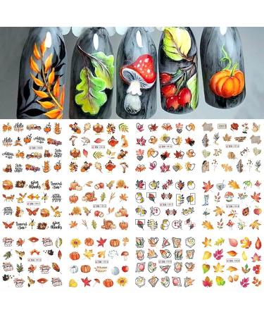 Fall Nail Art Stickers - Autumn Water Decals for Women - 12 PCS Thanksgiving Design Sticker - Maple Leaves, Turkey, Pumpkin - Nail Supplies for Acrylic Nails - Fall B - Buy Online on GoSupps.com