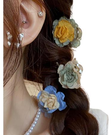 Dried Flower Hair Claw Clip Spring Hair Barrette Anti-slip Chin Clip Camellia Hair Claw Ponytail Holder Women Hat Hair Claw Clip For Girls Blue - Buy Online on GoSupps.com