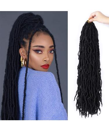 WECAN 18 inch Soft Locs Crochet Hair 7 Packs New Faux Locs Crochet Hair for Women Pre Looped Goddess Locs Crochet Hair Braids Synthetic Hair Extensions #1B 18 Inch (Pack of 7)