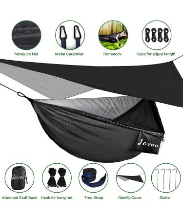 Camping Hammock with Rainfly Tarp & Mosquito Net - Portable Nylon Hammock Bundle for Outdoor & Indoor Use - Holds 772lbs - Buy Online on GoSupps.com