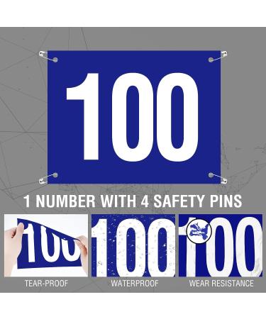 JenPen Running Bib Numbers with Safety Pins for Marathon Sports Competitor Numbers Paper Tags Waterproof Running Track and Field Competitor Numbers 6 x 7.5 Inch 100 1-100 Number - Buy Online on GoSupps.com