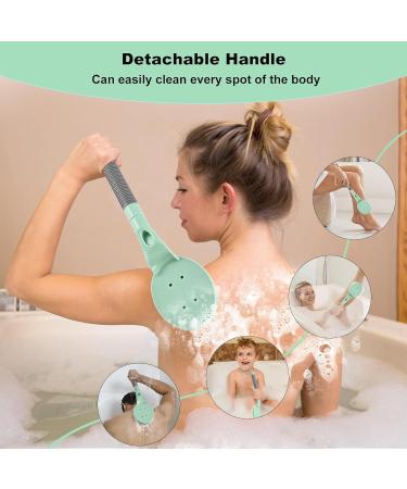 55cm Green Back Brush Shower - Removable Body Brush for Gentle Peeling & Blood Circulation | Easy to Clean Wet/Dry Use - Buy Online on GoSupps.com