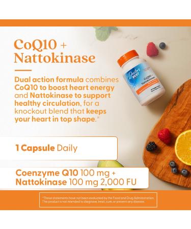 Doctor's Best CoQ10 100 mg + Nattokinase 2 000FU Supports Heart & Circulation Support Non-GMO Gluten Free Vegan 60 Veggie Caps - Buy Online on GoSupps.com