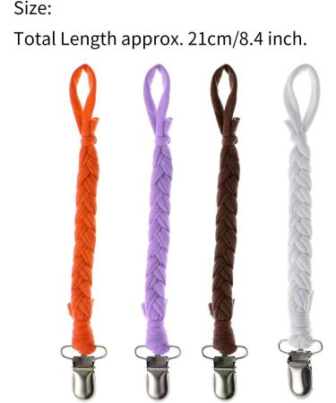 Freebily 4-Piece Baby Pacifier Chain Set | Cotton Strap with Clip for Safe Attachment | Unisex Baby Accessories in Orange White & Purple - Buy Online on GoSupps.com