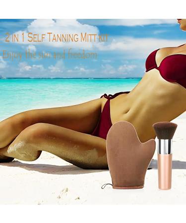 VNITT 2 in 1 Self Tanning Mitt Applicator Kit | Tan Mitt Glove & Brush for Flawless Fake Tan | Perfect for Face & Body - Shop Now - Buy Online on GoSupps.com