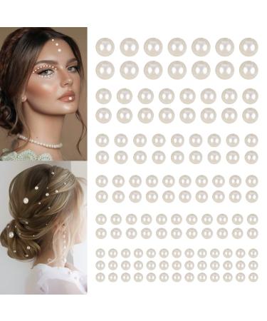 2744 Pcs Hair Pearls Stick On  Self Adhesive Pearls Stickers  Stick On Pearls  Hair Gems Stick On  Face Pearls  Face Gems  Beige Pearl Stickers for Hair Face Makeup Nail DIY Crafts Valentine's Day Assorted Size A-beige P... - Buy Online on GoSupps.com