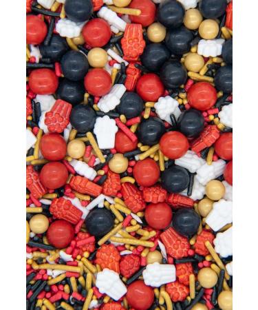 Movie Popcorn Sprinkles Edible Red and Black Confetti Cake Sprinkles Hollywood Movie Red Carpet Sprinkles for Cupcake Decorating Pearls Quin - Movie Cinema Sprinkles for Cake Decorating Decorations Movie Night