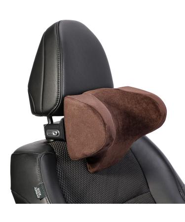 Rokehr Car Seat Neck Pillow Adjustable Memory Foam Support Headrest Ergonomic Design Breathable Soft Comfortable Driver Passenger -Brown BROWN-1