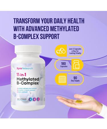 Methylated B-Complex Vitamins - Complete Bioactive Methyl B-Vitamins B12 B6 B9 5-MTHF for Energy Heart Brain & Methylation - Women Men Bio Active Nutrients MTHFR Multivitamins Support 180 Count (Pack of 1) - Buy Online on GoSupps.com