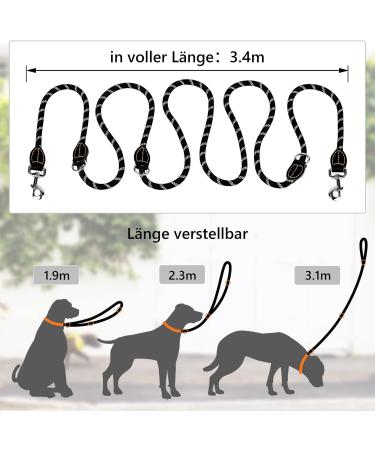 Premium Adjustable Dog Leash for Large & Medium Dogs | 3m1 with Reflective Stripes & Double Linen Reinforcement - Buy Online on GoSupps.com