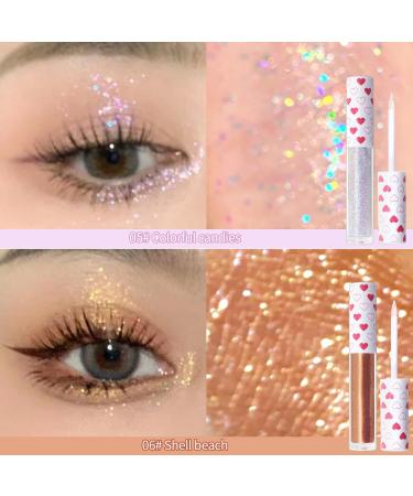 Erinde 6PCS Liquid Glitter Eyeshadow Eyeliner - Long Lasting Korean Makeup Sparkling Shimmer Quick Drying & Pigmented Loose Glitter for Stunning Eye Looks - Buy Online on GoSupps.com