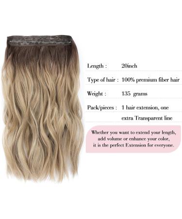 Invisible Wire Hair Extensions - Natural Wavy Synthetic Hairpieces 20 Inch Dirty Blonde with Dark Root - Secret Hair Extension for Women - Buy Online on GoSupps.com