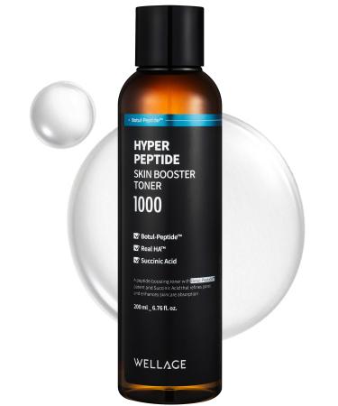 WELLAGE Hyper Peptide Skin Booster Face Toner - Anti-Aging Wrinkle Improvement Elasticity Enhancement with Botul-Peptide - Korean Facial Astringent for Uneven Texture Reduces Pores 6.76 fl.oz.