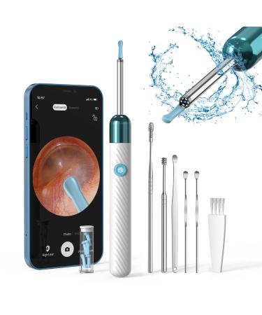 Ear Wax Removal Kit 1080P Wireless Ear Cleaner with Camera with 6 LED Lights 4mm Visual Ear Otoscope for iPhone Android iPad X6-white