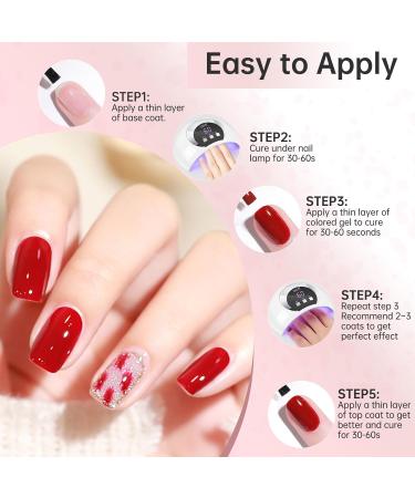 LKE Gel Nail Polish Kit - 54W UV Light 6 Color Set (White Black Red Pink Gold Silver) - Glossy & Matte Gel Top/Bottom Coat & Nail Art Tools for DIY Manicure - Buy Online on GoSupps.com