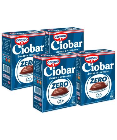 CAIYA 4 x Cameo Ciobar Zero Prepared for Hot Chocolate Chocolate with Zero Added Sugars Dense and Creamy Box with 5 Sachets 76g 4 Packs