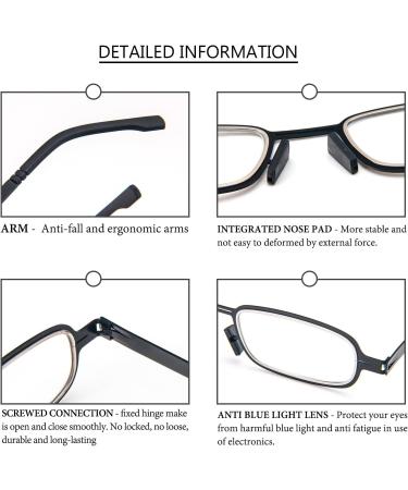 Cokobin Ultra-Light Reading Glasses - Metal Frame Full Frame 2.5 Diopters Stylish Visual Aid for Men & Women - Includes Glasses Case (Black) - Buy Online on GoSupps.com