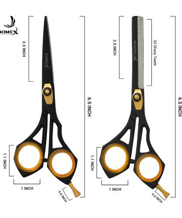 KIMEX LONDON Professional Hair Scissor Set - Stainless Steel Hair Cutting Shears with Thinning Scissor Razor, Hair Combs, and Leather Cover Black - Buy Online on GoSupps.com