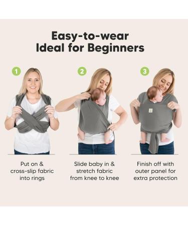 Keababies D-Lite Elastic Baby Sling Carrier | Newborn Ring Sling | Easy On Baby Carrier in Graphite - Buy Online on GoSupps.com