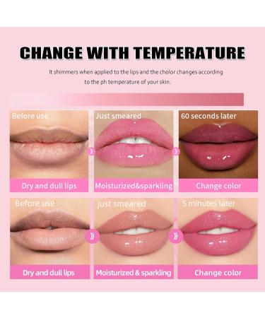 Magic Color Changing Lip Oil | Moisturizing Plumping Lip Gloss | Temperature Change Tinted Lip Care (Pink & Black - Buy Online on GoSupps.com