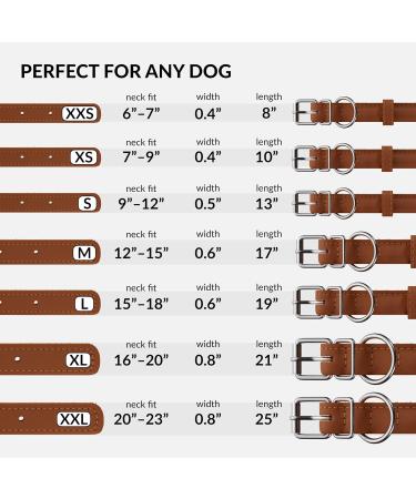 Collardirect Handmade Round Leather Dog Collar - Soft Padded Real Leather - Sizes for Small & Large Dogs Puppies & Cats - Black Pink Red Purple Blue Brown (18-20 cm) - Buy Online on GoSupps.com