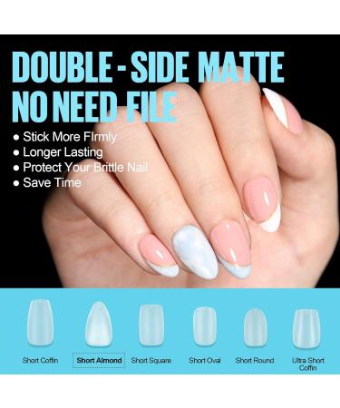 Tomicca Almond Short Nail Tips - 360 Pieces 15 Sizes Soft Gel Full Cover Pre-shaped Matt Art Nails for Gel Nails - Buy Online on GoSupps.com
