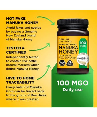 Manuka Gold 100 MGO Manuka Honey 500g - Pure, Certified, Premium Quality - Buy Online on GoSupps.com