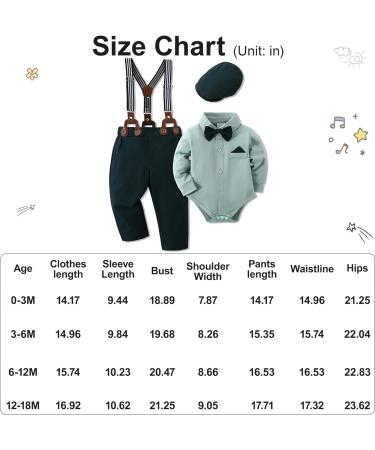 Baby Boy Gentleman Suit Set | Tuxedo Romper & Suspenders Pants | Green | 3-6 Months - Buy Online on GoSupps.com