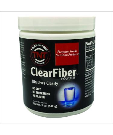 TOUGH-N-TONE ClearFiber Powder. A Soluble Dietary Fiber Using SunFiber derived from Partially hydrolyzed guar Gum (PHGG). Tasteless odorless dissolves Completely and Doesn't Thicken. 5 Ounce