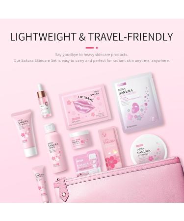 Skincare Set - Sakura 9PCS Kit with Cleanser Toner Serum Cream & Masks for Teenage Girls & Women - Buy Online on GoSupps.com