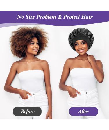 Buy GREVOSEA 3-Piece Satin Bonnet Set | Silk Hair Protection for Women & Girls | Night Sleeping Hood for Curly & Black Hair - Buy Online on GoSupps.com