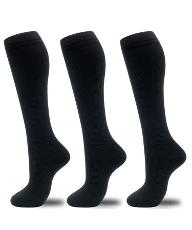 fenglaoda Compression Socks for Women Men Circulation 20-30 mmHg Cute Fun Support Socks For Nurse, Pregnancy, Travel, Flight 1-3pairs-black Large-X-Large