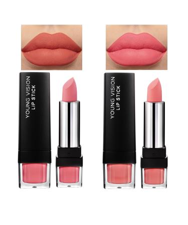 DIARO Lipsticks Matte Lipstick For Woman Long-Lasting Lip Gloss Set Creamy Texture Full Color Velvet Matte Waterproof Long Lasting24 Hour (Pack of 2)-DiaroC