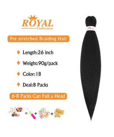 Pre-stretched 26 Inch Black Synthetic Braiding Hair 8 Pack - EZ Braid Soft Texture for Knotless Yaki Style , Wet and Wavy - Perfect for Braiding - Buy Online on GoSupps.com