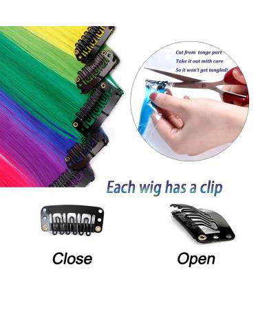22 PCs Rainbow Colored Hair Extensions - Clip-In Colorful Hair Clips for Girls - 11 Vibrant Colors 55cm Smooth Hair Accessories - Buy Online on GoSupps.com