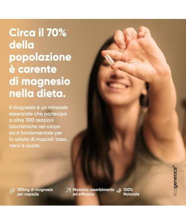 ECOGENETICS - Magnesium Bisglycinate 120 Capsules | Magnesium Supplement to Reduce Fatigue | Improves Nervous System | Blood Pressure | Strengthens the Immune System | Dental Health - Buy Online on GoSupps.com