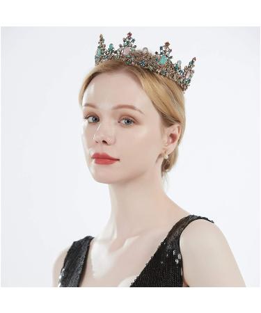 MR Mcrown Baroque Queen Crown for Women - Rhinestone Wedding Crown & Tiara for Costume Parties - Vintage Hair Accessory with Gemstones (Multicolor) - Buy Online on GoSupps.com