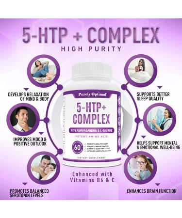 Premium 5-HTP Plus 250mg - Sleep Aid & Mood Boost Supplement with Vitamin B6 - Stress Relief & Calmness - Gluten Free & Non-GMO - 60 Veg Caps - Buy Online on GoSupps.com