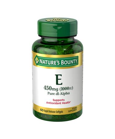 Nature's Bounty Vitamin E Pure Dl-Alpha 450 mg (1000 IU) 60 Rapid Release Softgels