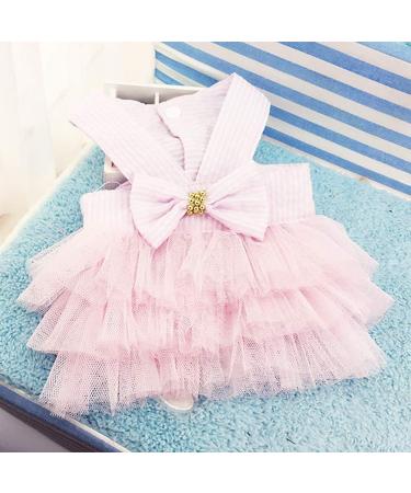 Buy Tonsee Dog Tutu Dress with Bowknot - Striped Lace Dress for Small Dogs - Princess Style Pink Cladding Set - Buy Online on GoSupps.com